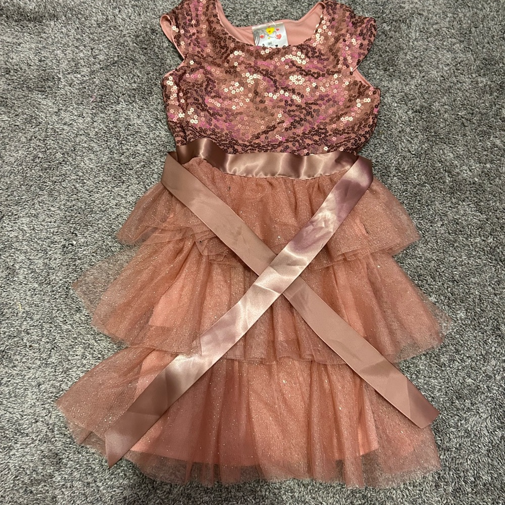 Sparkling Pink Sequin Kids Costume Dress